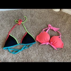 2 VS PINK bikini tops 34C (pink) and medium(black)